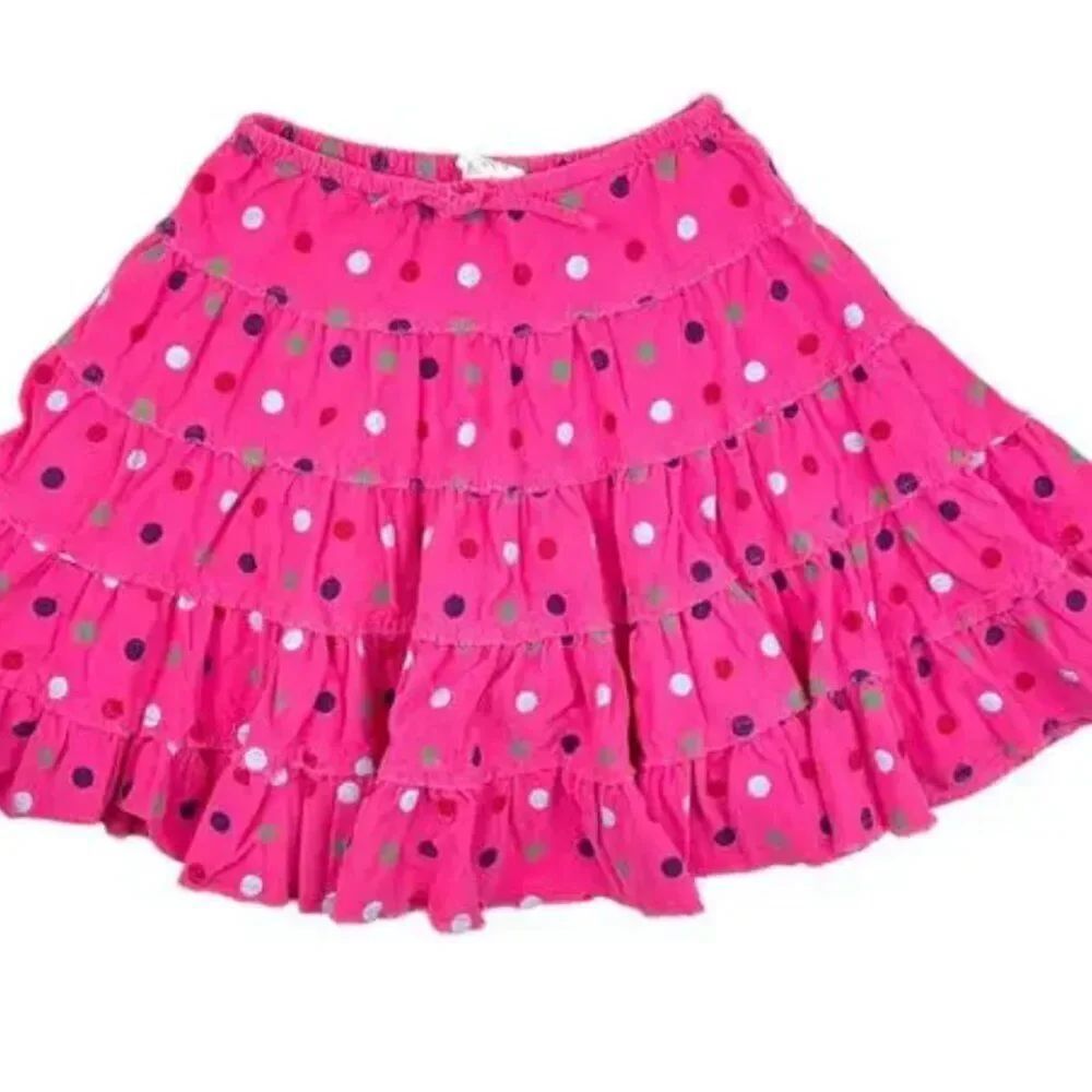 Mini Boden Fuchsia Pink polka dot corduroy skirt size 4-5 years